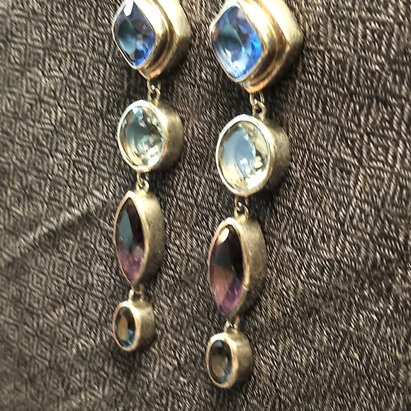 Stunning multi stone SS dangling earrings - Picture 4 of 6